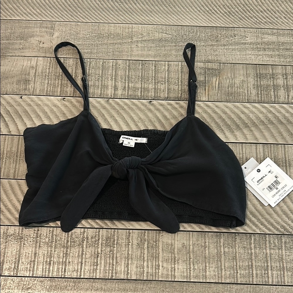 Black Bow Tie Crop Top